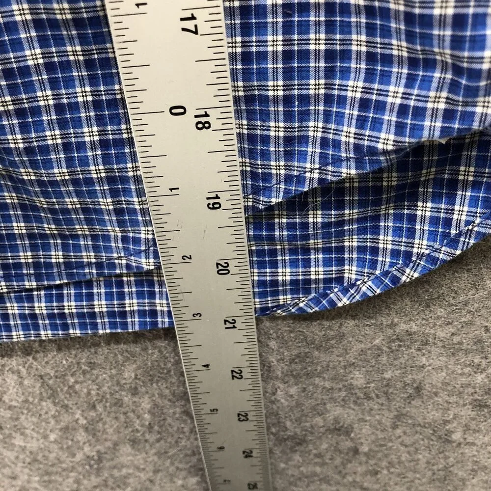 Ralph Lauren Boys Size 7‎ Long Sleeve Shirt Blue Plaid Natural Stretch Cotton